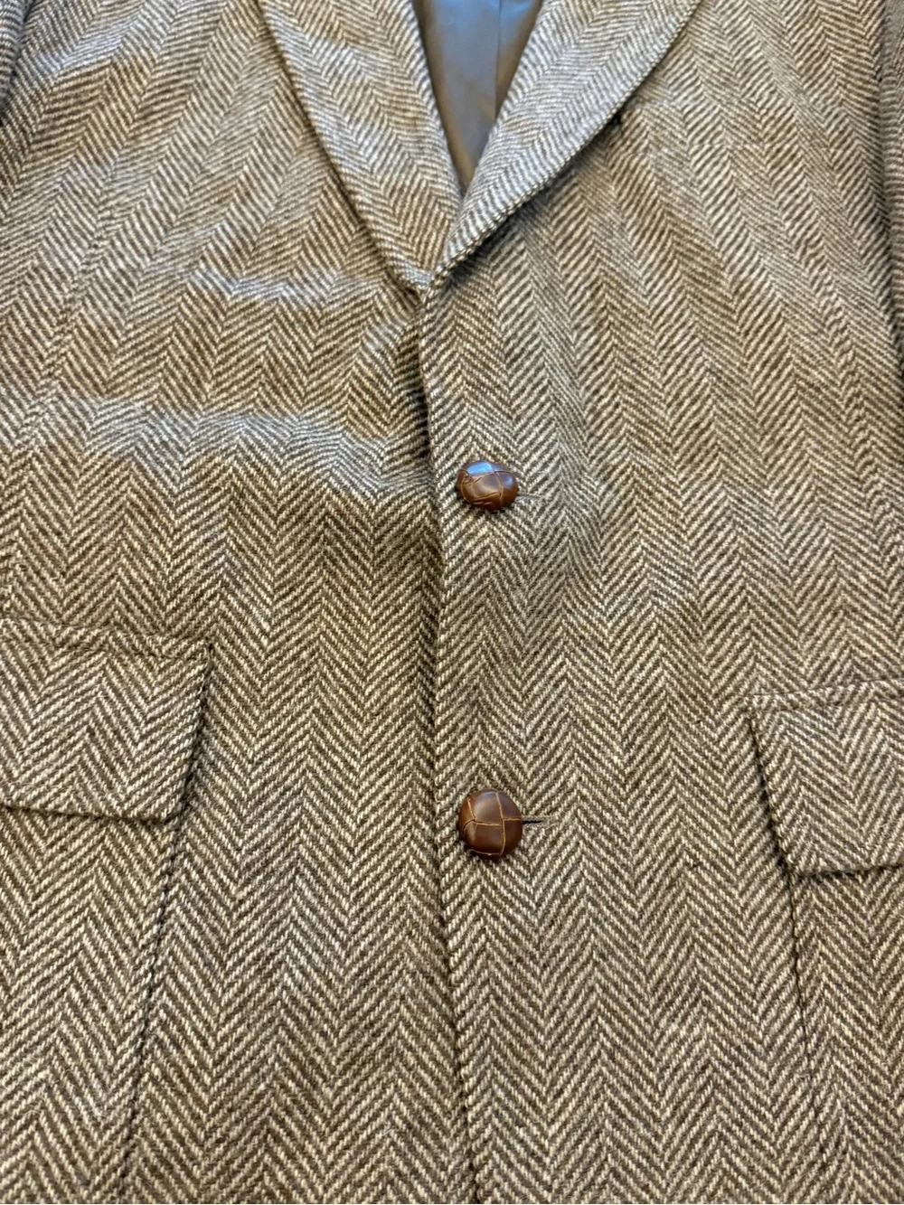 Haggar Imperial Blazer Men 40” Brown Multi Tweed Herringbone Wool USA Vintage